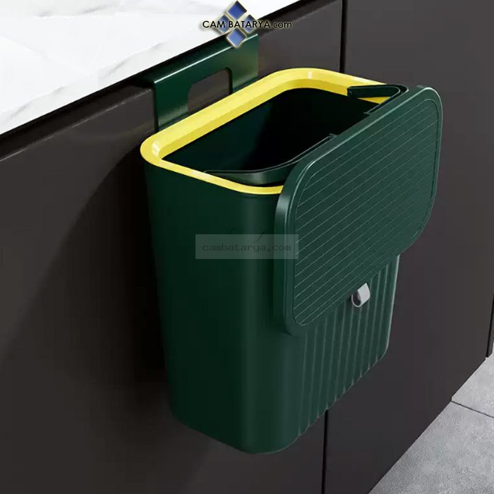 Askılı Yeşil Çöp Kovası Mutfak Banyo